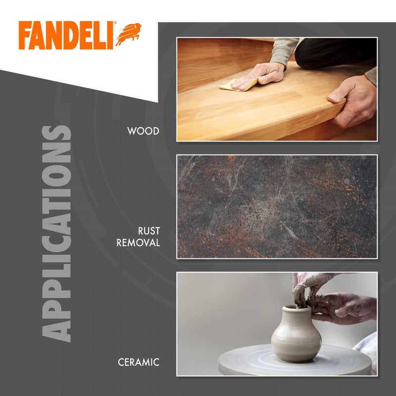 Fandeli | Multi-Purpose Sanding Paper | Assorted Grits (80 120 220) | 50 Sheets of 23 x 28 cm | Perfect for Sanding Metal and Sanding Wood | Hand Sanding | Orbital Sanders. - Image 5